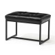 Glitzhome Modern Black Thick Leatherette Accent Stool