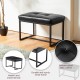 Glitzhome Modern Black Thick Leatherette Accent Stool