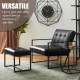 Glitzhome Modern Black Thick Leatherette Accent Stool