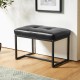 Glitzhome Modern Black Thick Leatherette Accent Stool