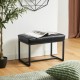 Glitzhome Modern Black Thick Leatherette Accent Stool