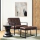 Glitzhome Modern Coffee Thick Leatherette Accent Stool