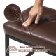 Glitzhome Modern Coffee Thick Leatherette Accent Stool