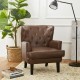 Glitzhome Mid-century Modern Coffee Leatherette Button-tufted Accent Arm Chair