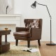 Glitzhome Mid-century Modern Coffee Leatherette Button-tufted Accent Arm Chair