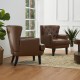 Glitzhome Mid-century Modern Coffee Leatherette Button-tufted Accent Arm Chair