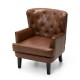 Glitzhome Mid-century Modern Coffee Leatherette Button-tufted Accent Arm Chair