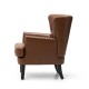 Glitzhome Mid-century Modern Coffee Leatherette Button-tufted Accent Arm Chair