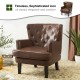 Glitzhome Mid-century Modern Coffee Leatherette Button-tufted Accent Arm Chair