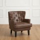 Glitzhome Mid-century Modern Coffee Leatherette Button-tufted Accent Arm Chair