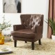 Glitzhome Mid-century Modern Coffee Leatherette Button-tufted Accent Arm Chair