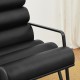 Glitzhome Modern Black Wavy Leatherette Accent Arm Chair with Black Metal Frame