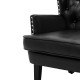 Glitzhome Set of 2 Mid-century modern Black Leatherette Button-tufted Accent Arm Chair