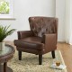 Glitzhome Set of 2 Mid-century modern Coffee Leatherette Button-tufted Accent Arm Chair