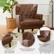 Glitzhome Set of 2 Mid-century modern Coffee Leatherette Button-tufted Accent Arm Chair