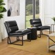 Glitzhome Set of 2 Modern Black Thick Leatherette Accent Arm Chair