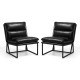 Glitzhome Set of 2 Modern Black Thick Leatherette Accent Arm Chair