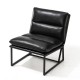 Glitzhome Set of 2 Modern Black Thick Leatherette Accent Arm Chair