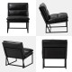 Glitzhome Set of 2 Modern Black Thick Leatherette Accent Arm Chair