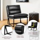 Glitzhome Set of 2 Modern Black Thick Leatherette Accent Arm Chair