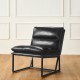 Glitzhome Set of 2 Modern Black Thick Leatherette Accent Arm Chair