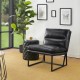 Glitzhome Set of 2 Modern Black Thick Leatherette Accent Arm Chair