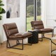 Glitzhome Set of 2 Modern Coffee Thick Leatherette Accent Arm Chair