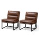 Glitzhome Set of 2 Modern Coffee Thick Leatherette Accent Arm Chair