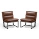 Glitzhome Set of 2 Modern Coffee Thick Leatherette Accent Arm Chair