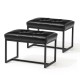 Glitzhome Set of 2 Modern Black Thick Leatherette Accent Stool