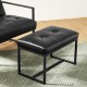 Glitzhome Set of 2 Modern Black Thick Leatherette Accent Stool