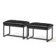 Glitzhome Set of 2 Modern Black Thick Leatherette Accent Stool