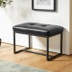Glitzhome Set of 2 Modern Black Thick Leatherette Accent Stool