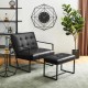 Glitzhome Set of 2 Modern Black Thick Leatherette Accent Chair Accent Stool