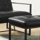 Glitzhome Set of 2 Modern Black Thick Leatherette Accent Chair Accent Stool