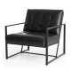 Glitzhome Set of 2 Modern Black Thick Leatherette Accent Chair Accent Stool