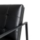 Glitzhome Set of 2 Modern Black Thick Leatherette Accent Chair Accent Stool