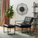 Glitzhome Set of 2 Modern Black Thick Leatherette Accent Chair Accent Stool