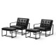 Glitzhome Set of 4 Modern Black Thick Leatherette Accent Chair Accent Stool 2 Chairs 2 Stools