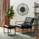 Glitzhome Set of 4 Modern Black Thick Leatherette Accent Chair Accent Stool 2 Chairs 2 Stools