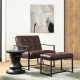 Glitzhome Set of 2 Modern Coffee Thick Leatherette Accent Stool