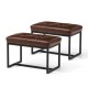 Glitzhome Set of 2 Modern Coffee Thick Leatherette Accent Stool