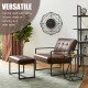 Glitzhome Set of 2 Modern Coffee Thick Leatherette Accent Stool