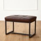 Glitzhome Set of 2 Modern Coffee Thick Leatherette Accent Stool