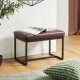 Glitzhome Set of 2 Modern Coffee Thick Leatherette Accent Stool