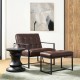 Glitzhome Set of 2 Modern Coffee Thick Leatherette Accent Chair Accent Stool