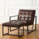 Glitzhome Set of 2 Modern Coffee Thick Leatherette Accent Chair Accent Stool