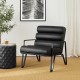 Glitzhome Set of 2 Modern Black Wavy Leatherette Accent Arm Chair with Black Metal Frame