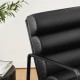 Glitzhome Set of 2 Modern Black Wavy Leatherette Accent Arm Chair with Black Metal Frame