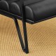 Glitzhome Set of 2 Modern Black Wavy Leatherette Accent Arm Chair with Black Metal Frame